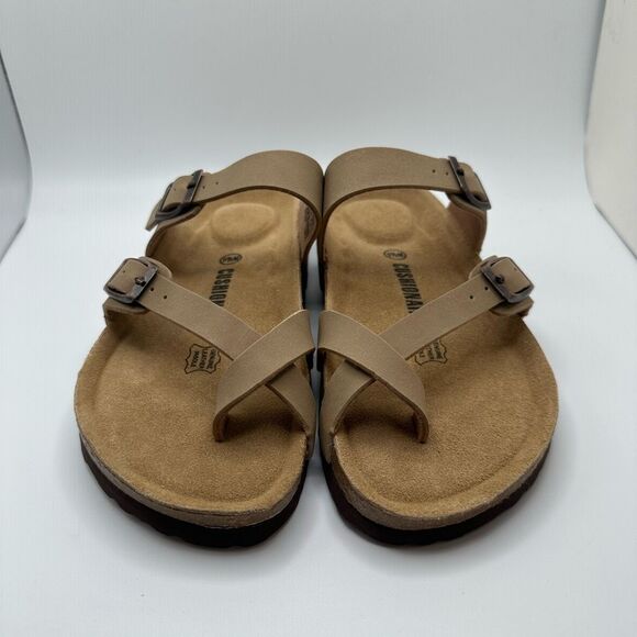 CUSHIONAIRE Women's Cork Footbed Sandal With +Comfort 6.5 TAUPE - Picture 2 of 7